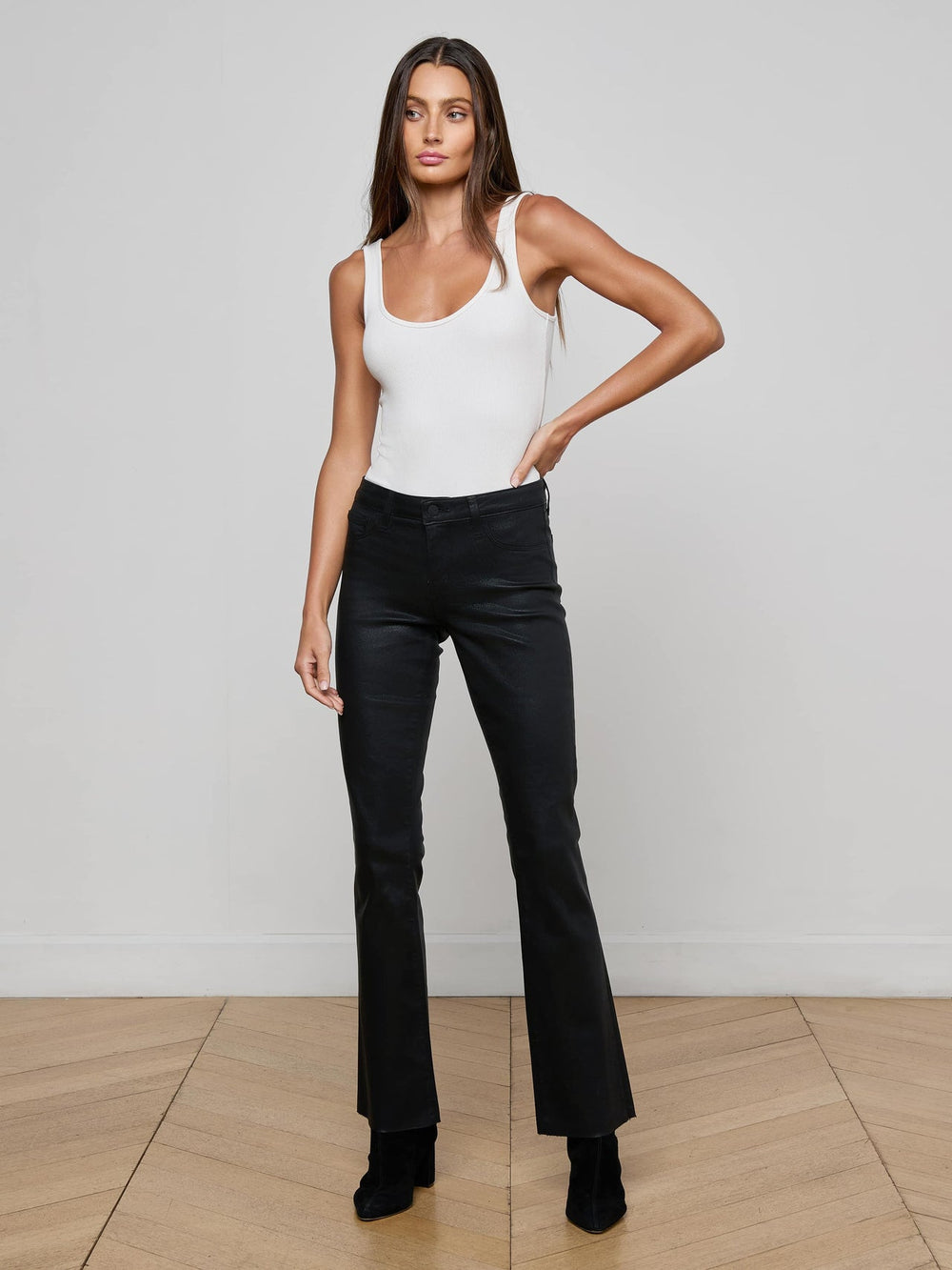 Sneeki Coated Straight-Leg Jean in Noir Coated