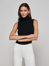 Ceci Sleeveless Turtleneck in Black/Gold