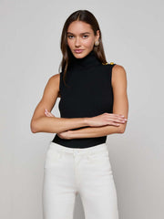 Ceci Sleeveless Turtleneck in Black/Gold