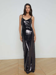 Karma Sequin Maxi Dress in Black