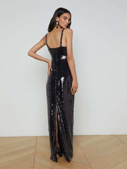 Karma Sequin Maxi Dress in Black