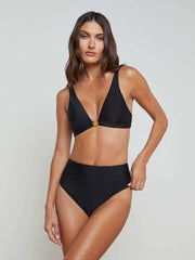 Vanessa High-Waisted Bikini Bottom in Black