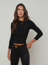 Kamdyn Cropped Turtleneck in Black/Gold