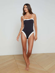 Tory Bandeau One-Piece Swimsuit in Black/White