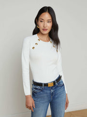 Gretchen Pullover in White/Gold