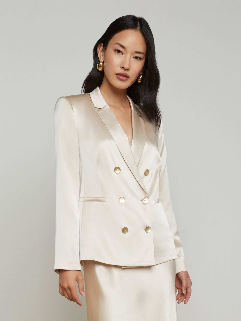 Colin Silk Blazer in Champagne
