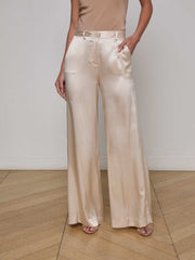 Gavin Silk Wide-Leg Pant in Champagne