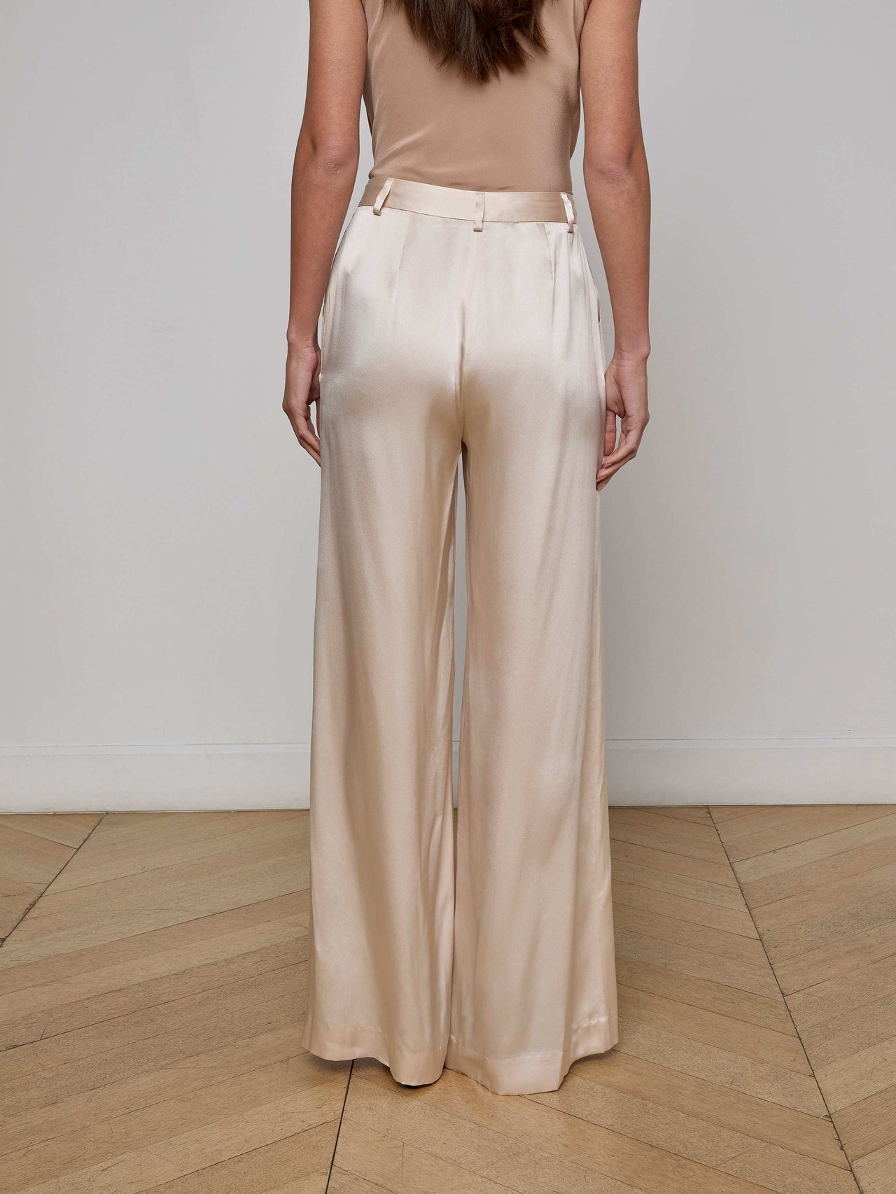 Gavin Silk Wide-Leg Pant in Champagne