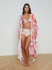 Kara Kimono Cover-Up in Multi Soft Cloud Floral