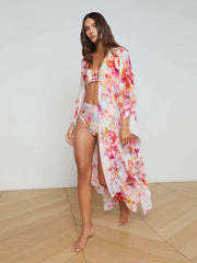 Kara Kimono Cover-Up in Multi Soft Cloud Floral