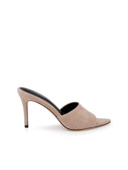 Lolita Suede Open-Toe Mule in Cappuccino Suede