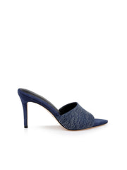 Lolita Denim Open-Toe Mule in Dark Denim