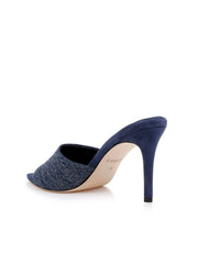 Lolita Denim Open-Toe Mule in Dark Denim
