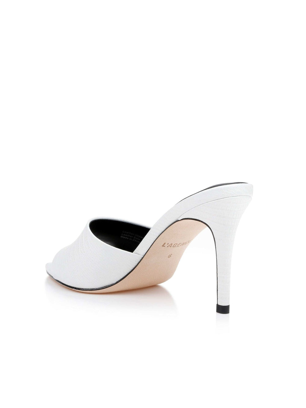 Lolita Leather Open-Toe Mule in Ivory Lizard Leather