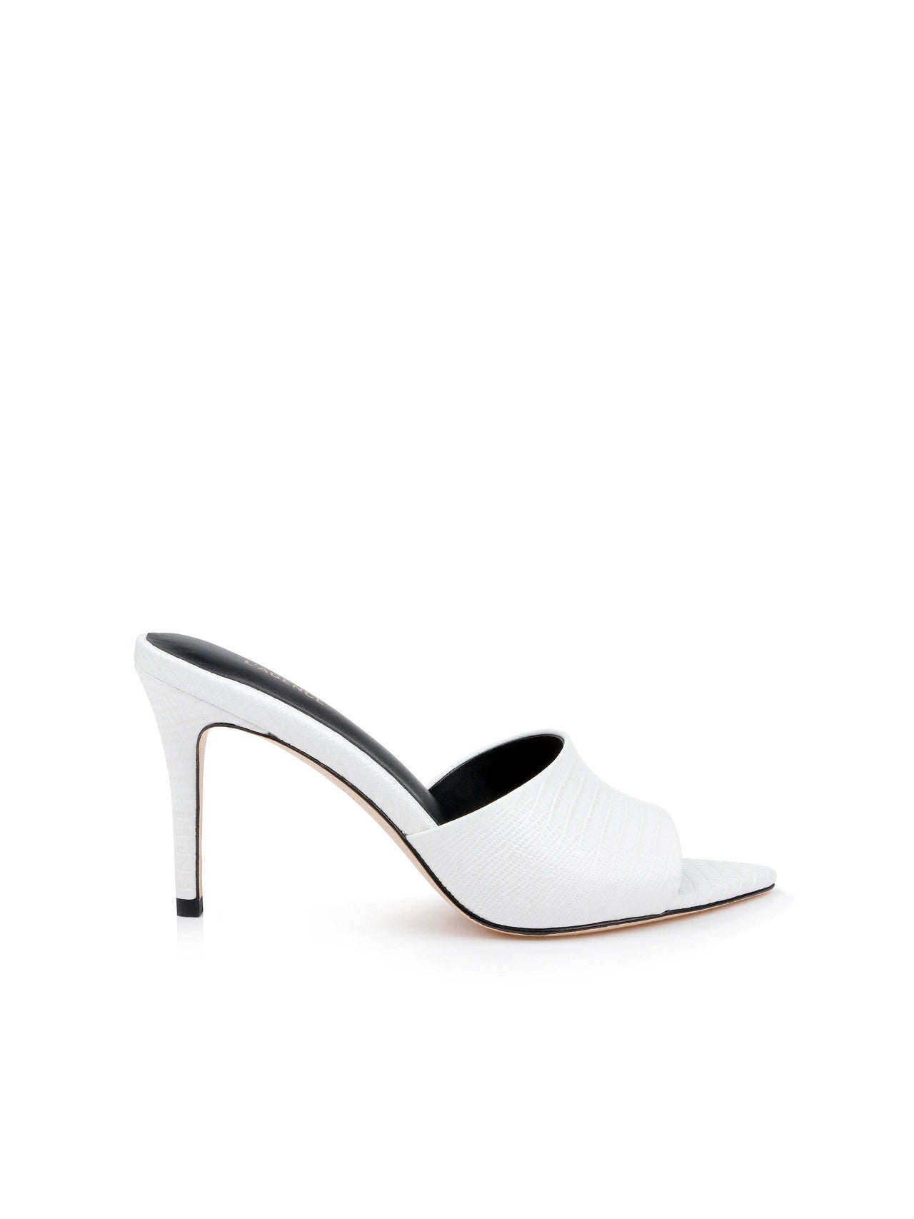 Lolita Leather Open-Toe Mule in Ivory Lizard Leather