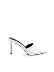 Lolita Leather Open-Toe Mule in Ivory Lizard Leather