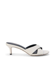 Aveline Kitten-Heel Sandal in Ivory Lizard Leather