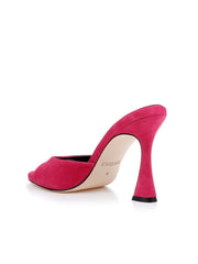Avery Suede Peep-Toe Mule in Rubino Suede