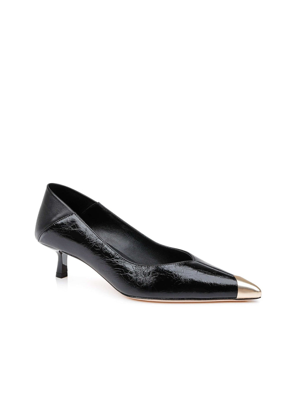 Garlan Kitten-Heel Pump in Black Patent
