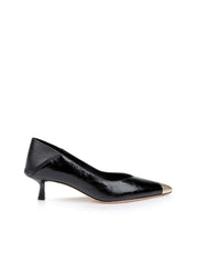 Garlan Kitten-Heel Pump in Black Patent