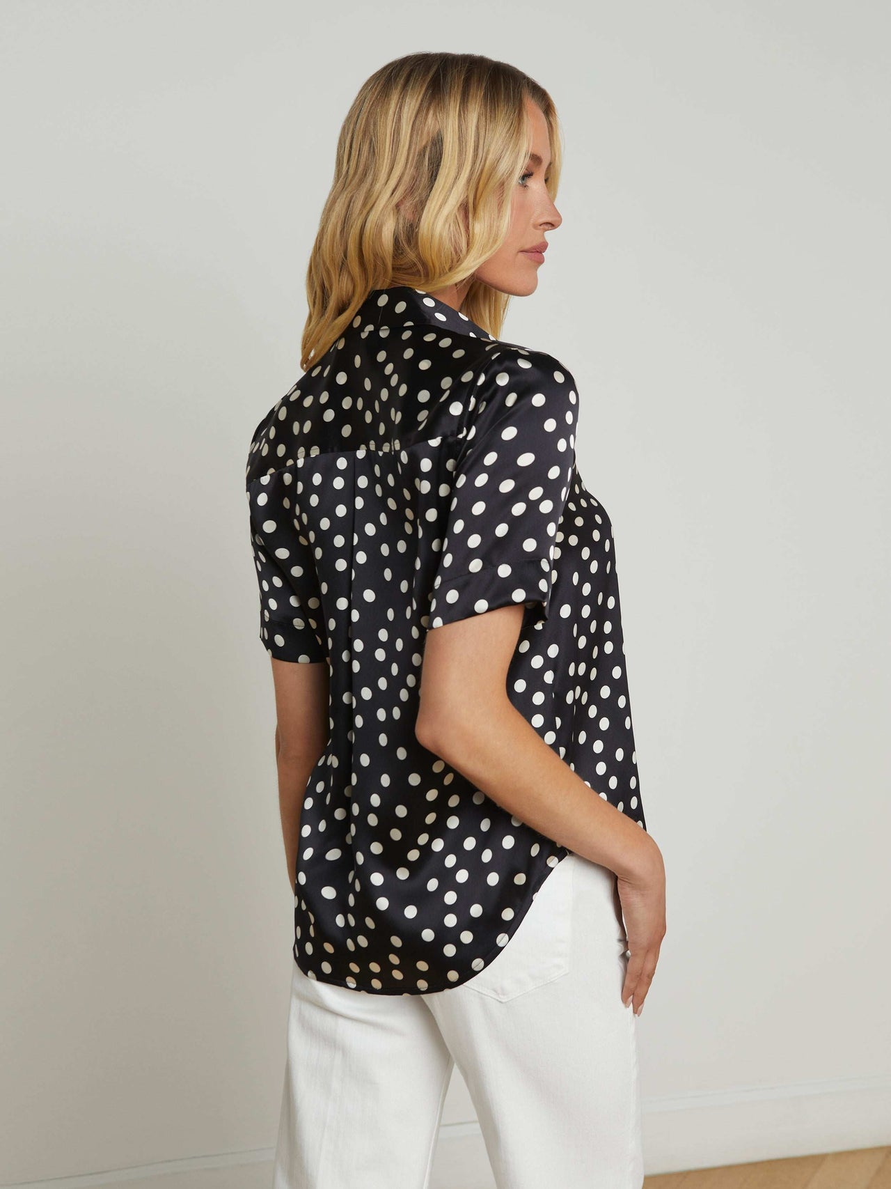 Ellah Silk Blouse in Black/Ecru Polka Dot