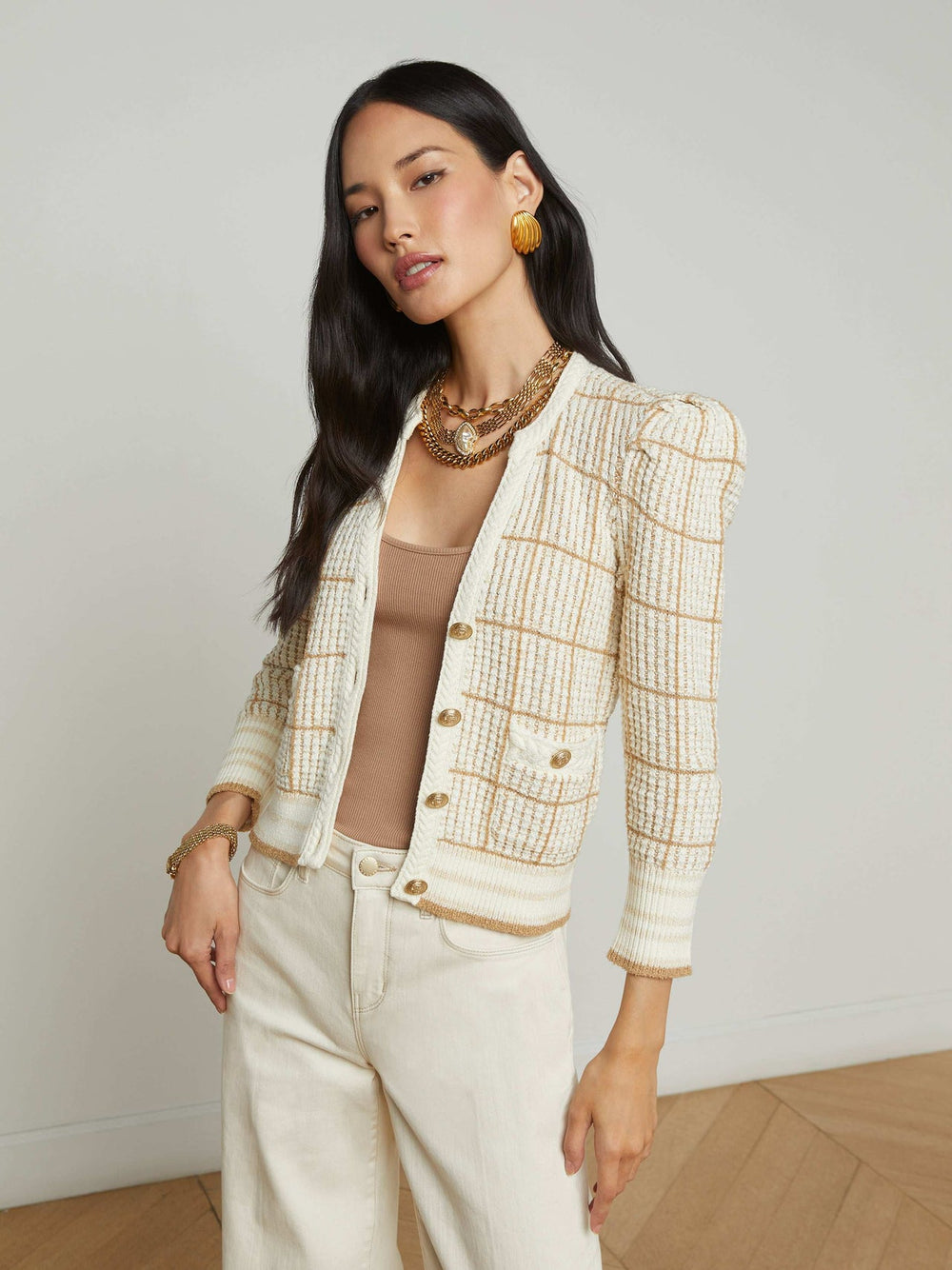 Jenni Cardigan in Ivory/Cappuccino Multi