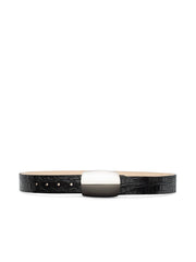 Milou Belt in Black Croc Embossed/Silver
