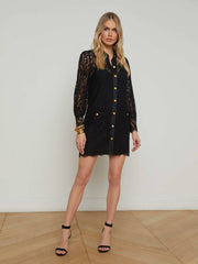 Sakura Lace Shift Dress in Black