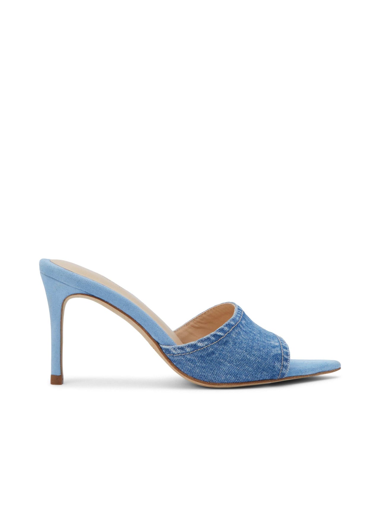 Lolita Denim Open-Toe Mule in Light Blue Denim