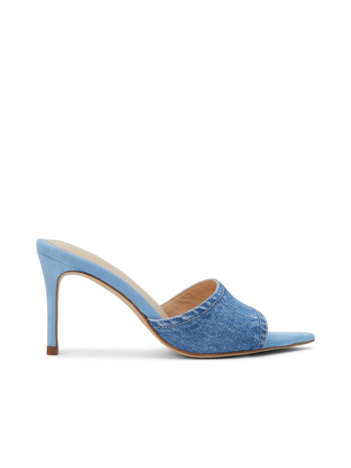 Lolita Denim Open-Toe Mule in Light Blue Denim