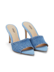 Lolita Denim Open-Toe Mule in Light Blue Denim