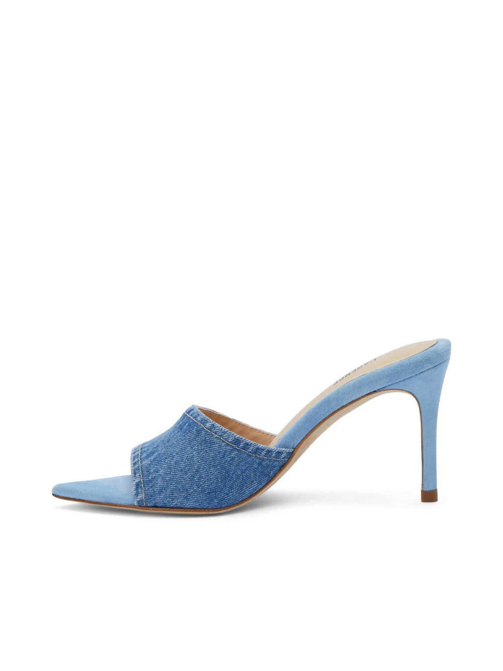 Lolita Denim Open-Toe Mule in Light Blue Denim
