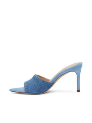 Lolita Denim Open-Toe Mule in Light Blue Denim