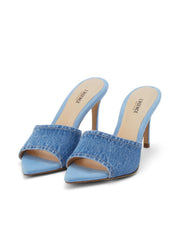 Lolita Denim Open-Toe Mule in Light Blue Denim