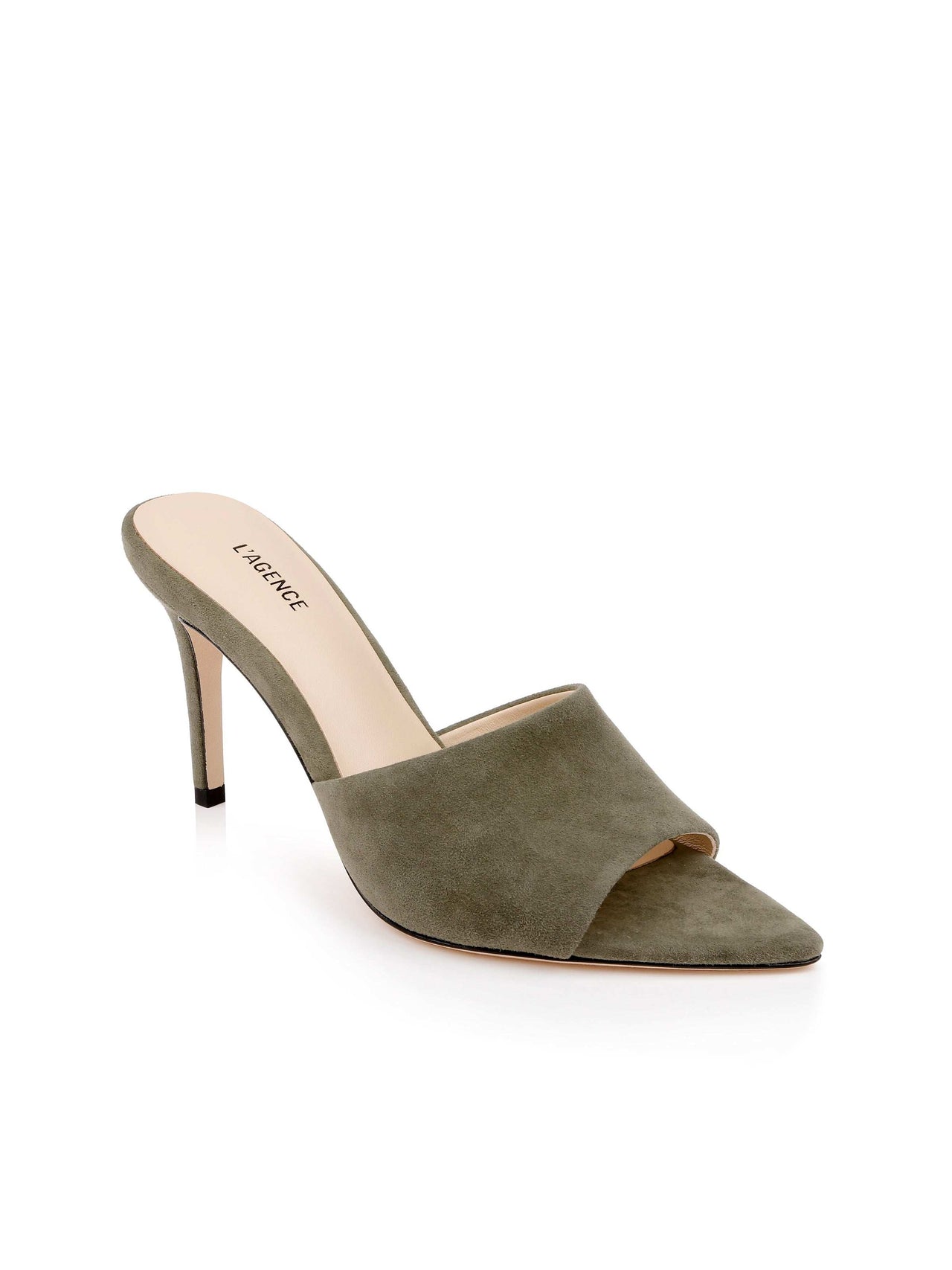 Lolita Suede Open-Toe Mule in Light Brigade Suede