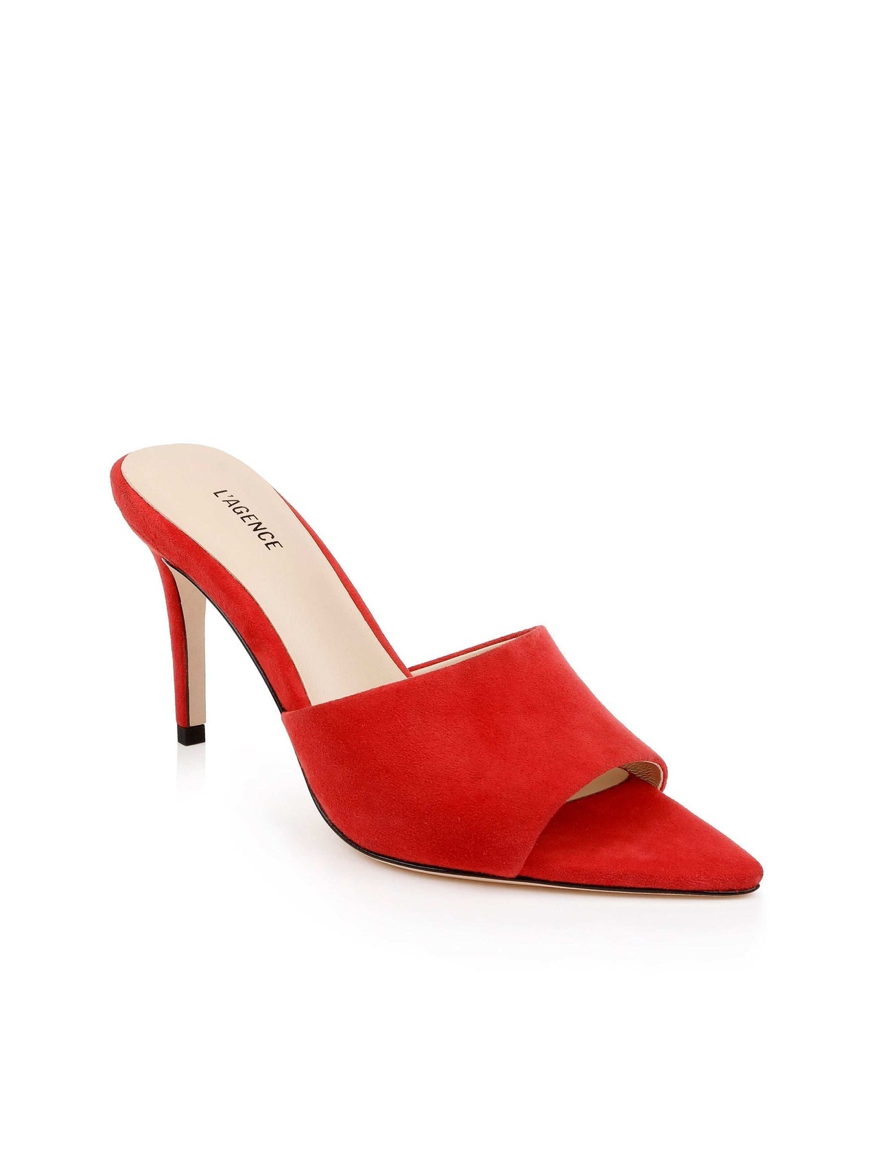Lolita Suede Open-Toe Mule in Red Suede