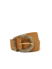 Adelle Belt – Tan Leather Belt with Textured Buckle