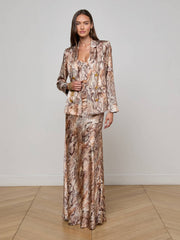 Colin Silk Blazer in Tan Multi Western Snake