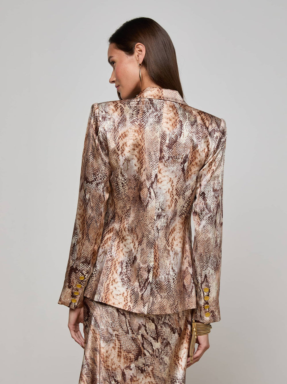 Colin Silk Blazer in Tan Multi Western Snake