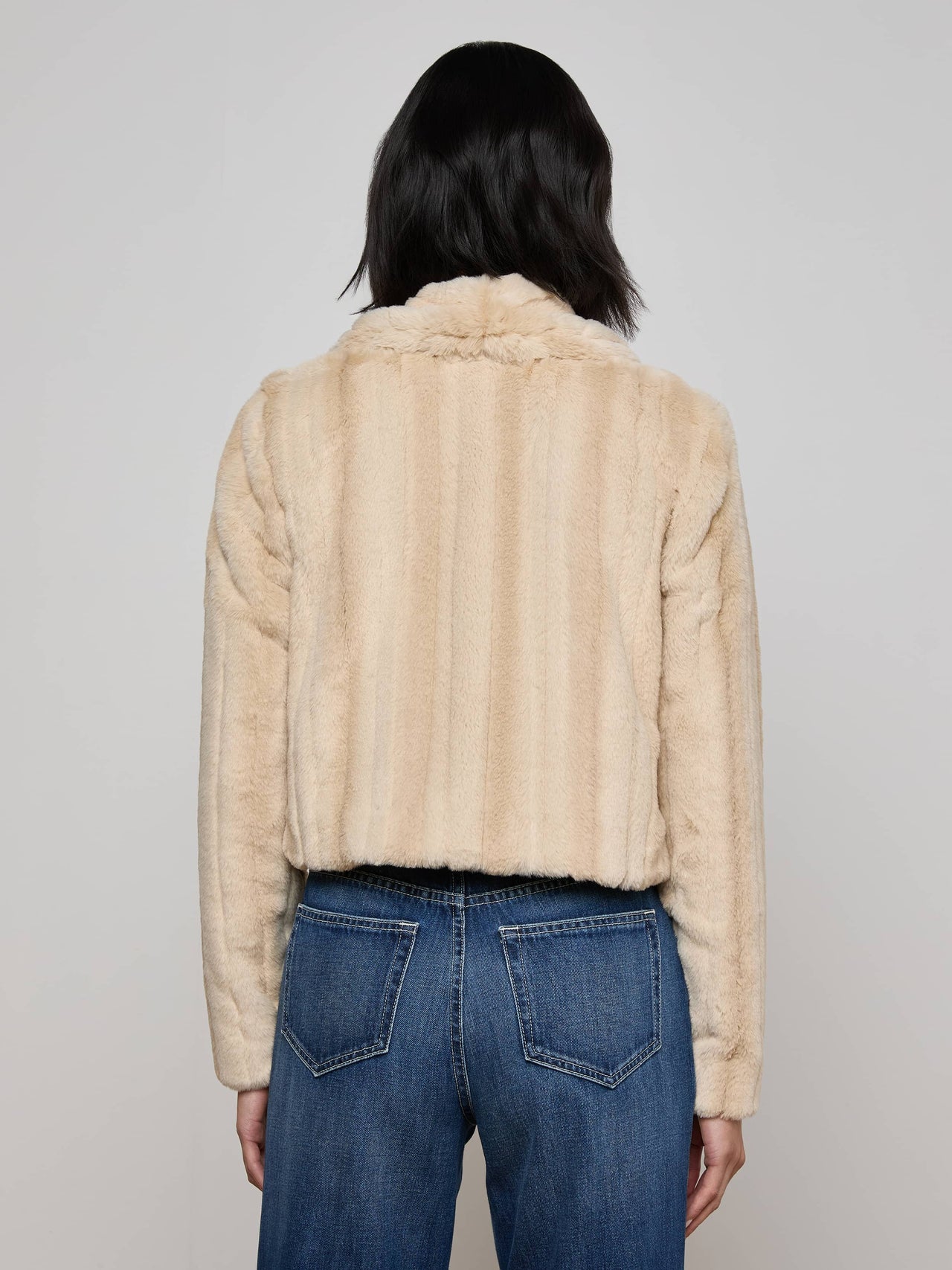 Davy Faux Fur Jacket in Latte Striped Fur
