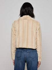 Davy Faux Fur Jacket in Latte Striped Fur