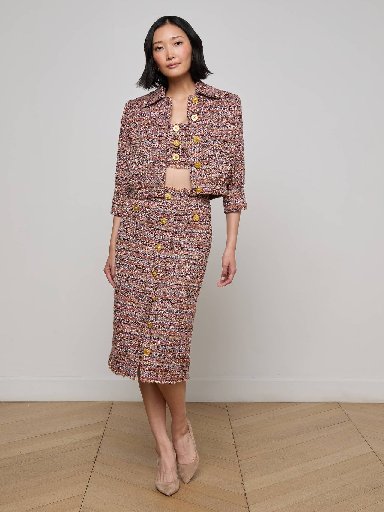 Jia Tweed Jacket in Mauve/Tan Multi Tweed