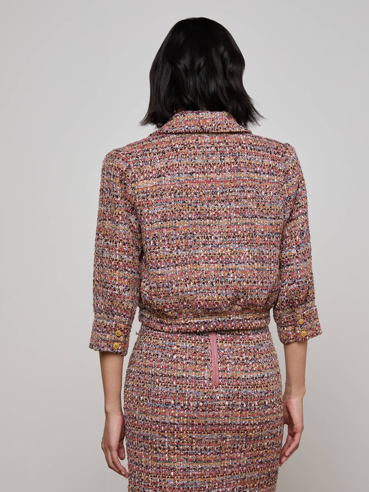 Jia Tweed Jacket in Mauve/Tan Multi Tweed