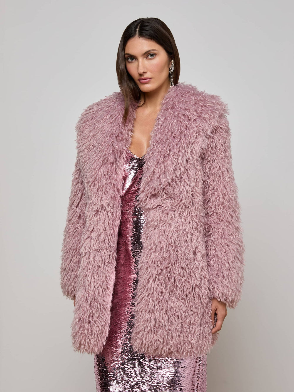 Toira Faux Fur Coat in Light Mauve