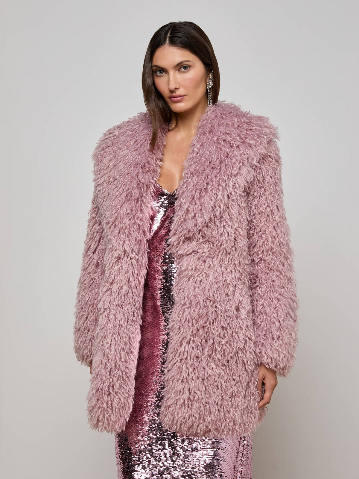 Toira Faux Fur Coat in Light Mauve
