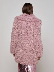 Toira Faux Fur Coat in Light Mauve