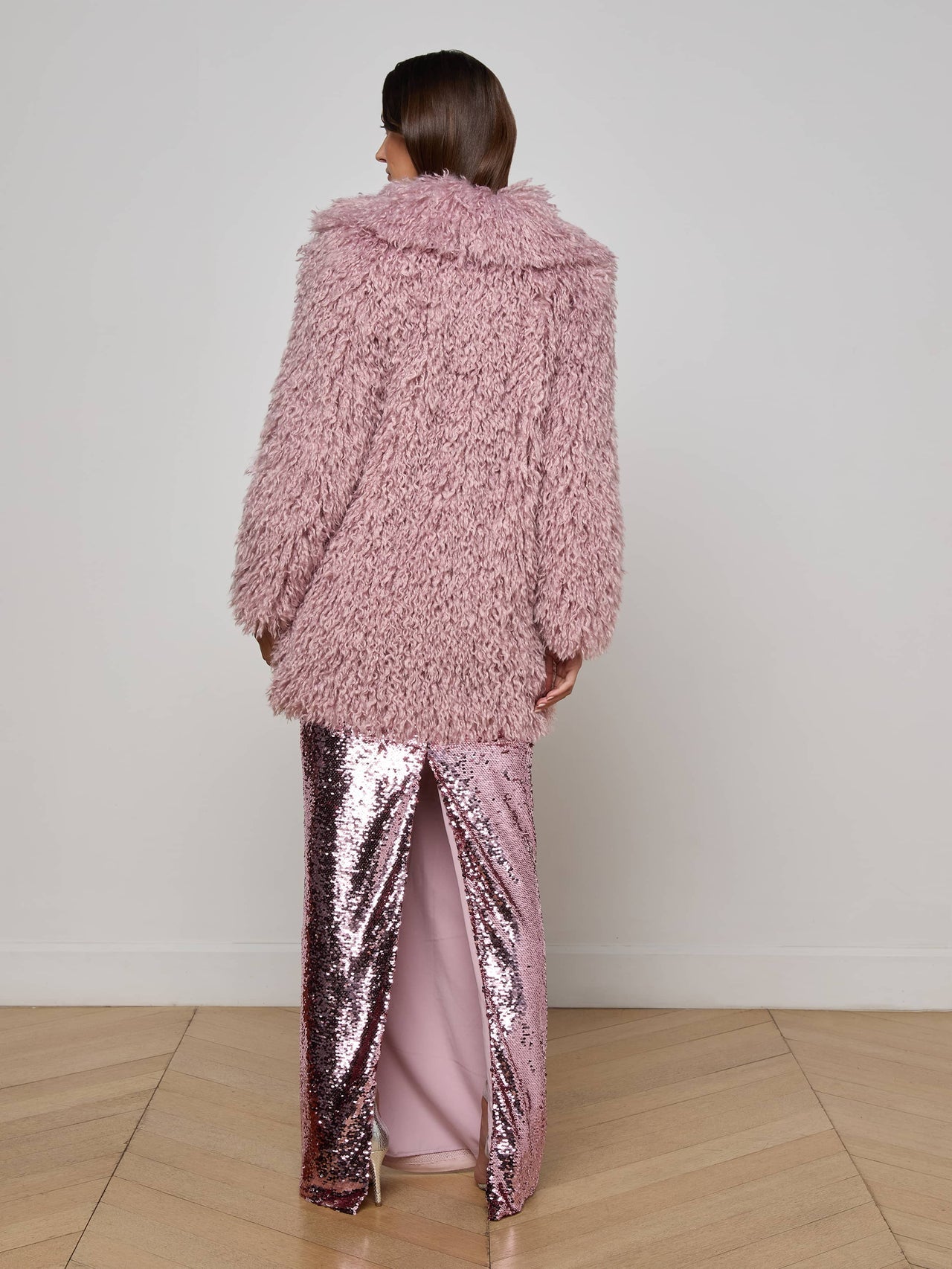 Toira Faux Fur Coat in Light Mauve