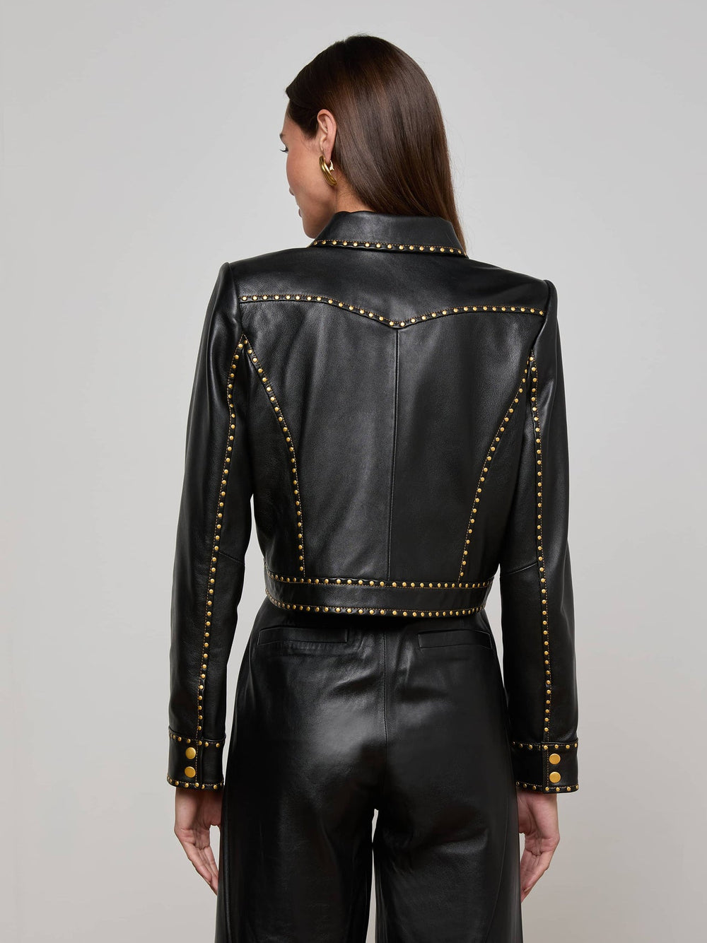 Winsome Studded Leather Jacket in Black