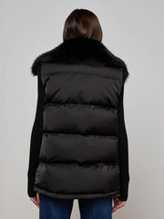 Nalo Faux Fur Puffer Vest in Black