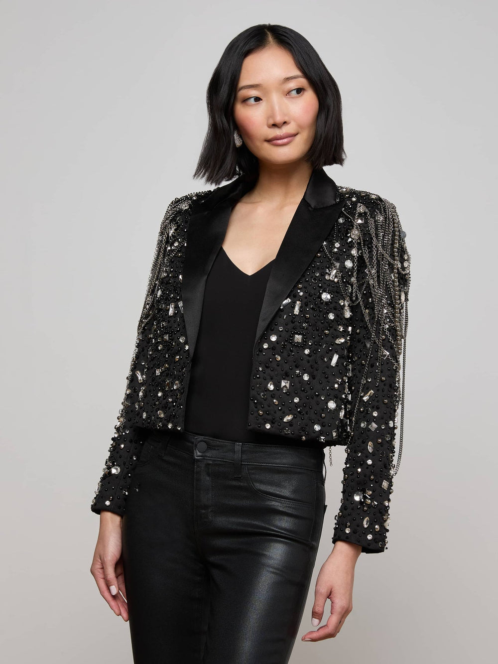 Soma Embellished Blazer in Crystal/Chain Embellishment